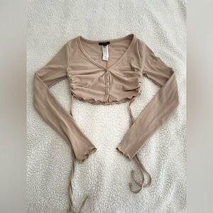 Women's Tan Ribbed Crop Top by Forever21
